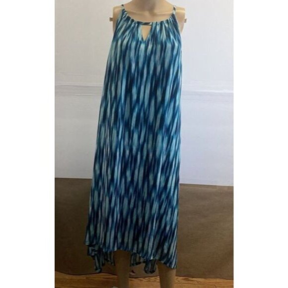 Lane Bryant Women’s Plus size 14/16 Green Stripe Beach Flowy Lined Dress Used - Picture 8 of 10